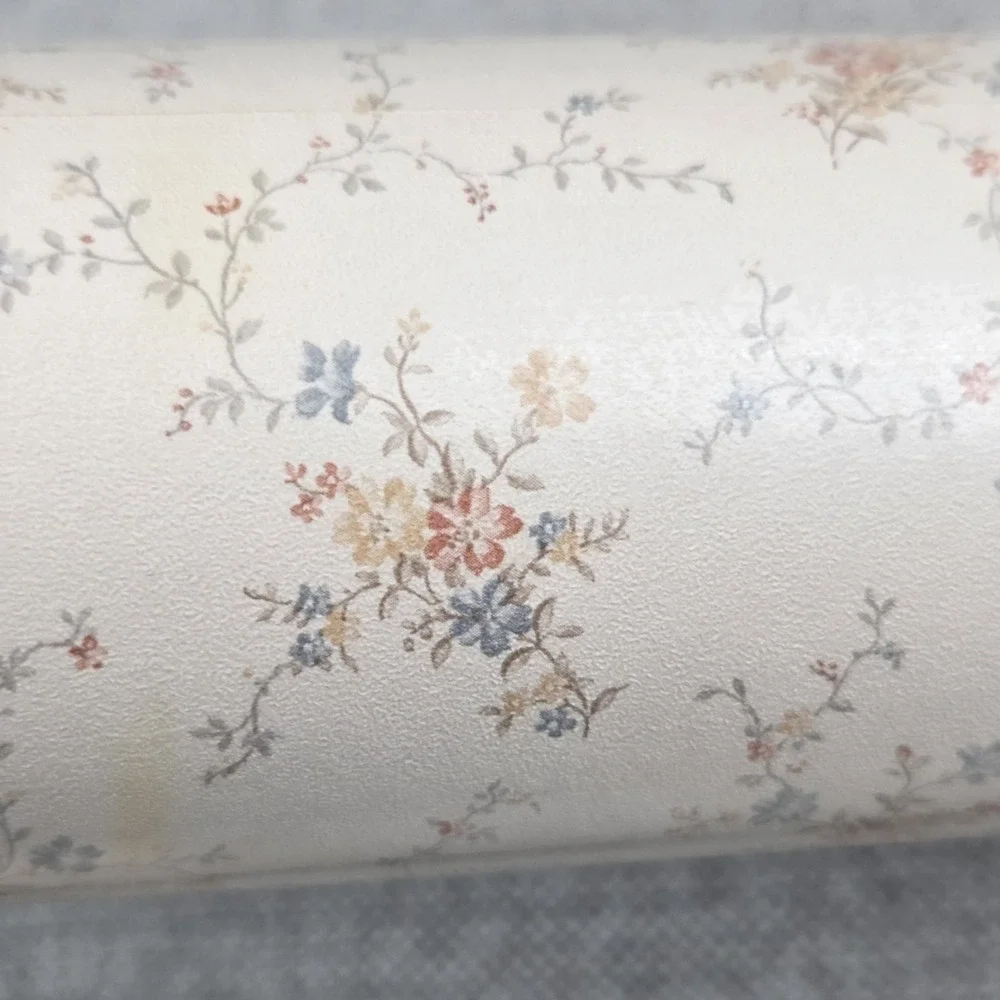 2 Rolls Of Vintage Coloroll Pastel Floral Vinyl Pre-Pasted Wallcovering Slocombe